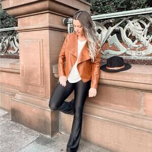 Escalier Faux Leather & Suede Open Front Moto Jacket